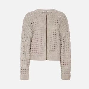 Frame Denim Women's Tan Knit Zip Up Jacket Cardigan Size M